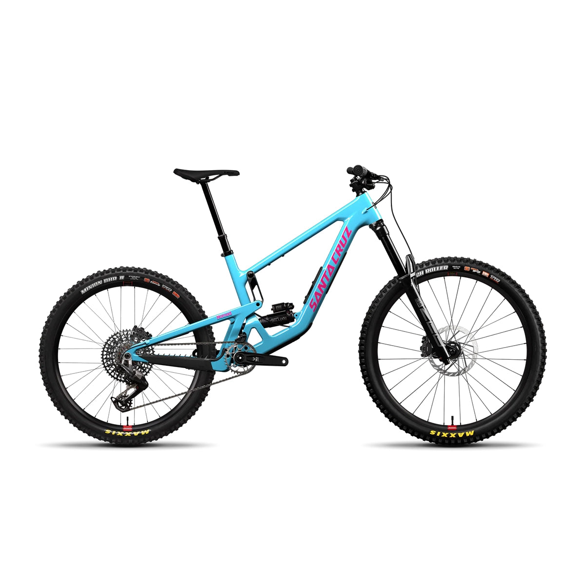 VTT Santa Cruz Nomad 2026 vue de profil coloris Aqua, enduro carbone tout-suspendu | Vitto'Velo